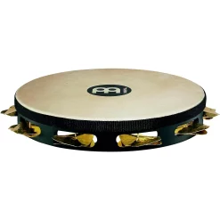 Cheapest 👏 Meinl Meinl Super-Dry Studio Goat-Skin Wood Tambourine One Row Brass Jingles Black 😀