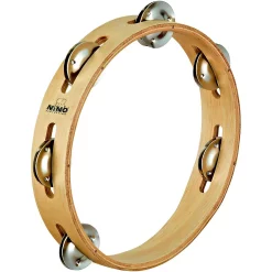 Brand new ⌛ Nino Nino Wood Tambourine 1 Row Natural 8 In. 👍